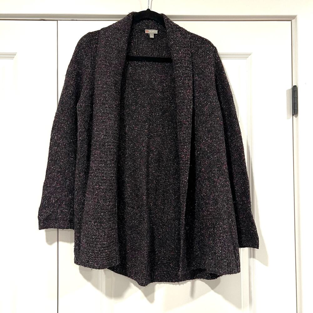 Talbots Women's Wool Silk Cardigan‎ Grey with Multicolor Size Large